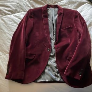 Men’s Burgundy ASOS Velvet Blazer size M